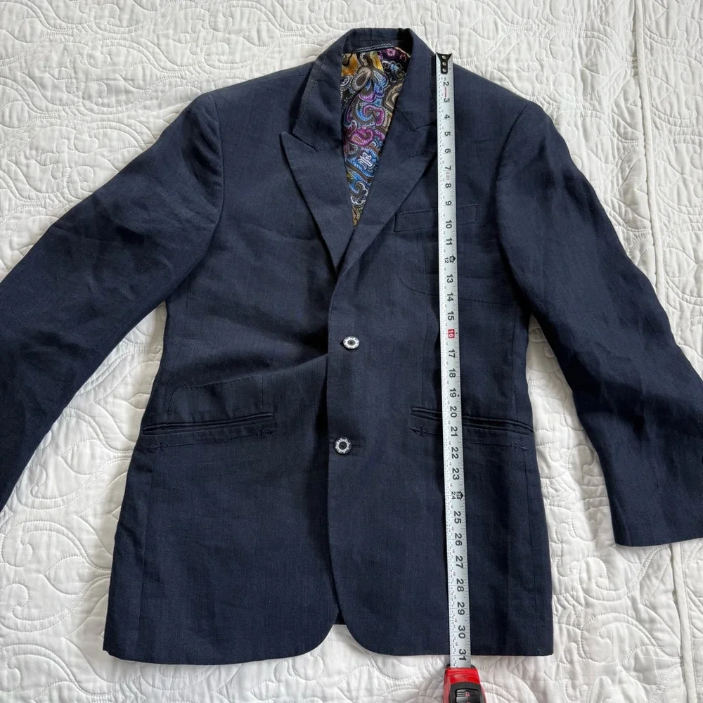 Robert Graham 100% Linen Navy Paisley Lining Detailed Blazer Men's‎ 40 EUC